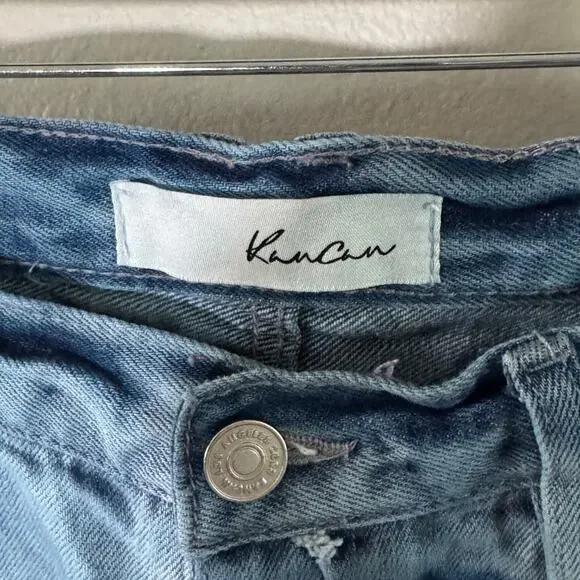 KanCan High Rise Distressed Wide Leg Jeans Light Wash Button Fly Size 9/28 - Picture 3 of 6